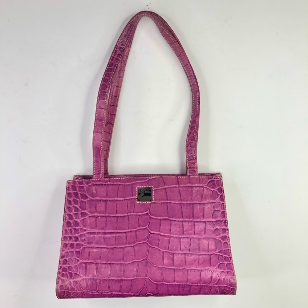 Dooney & Burke fuchsia pink embossed croc shoulder bag purse Rare!